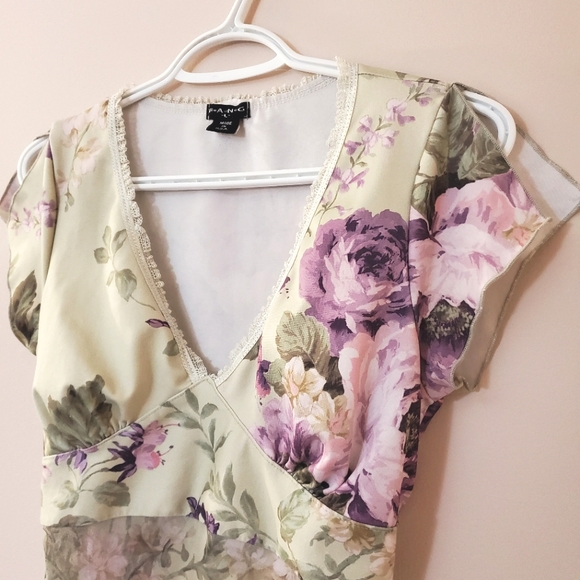 Vintage style floral blouse with sheer torso - Size L - Picture 2 of 4
